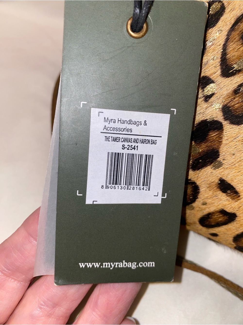 Myra Bag Tamer Canvas and Hairon Leopard Print Crossbody in Brown and Black - Picture 7 of 9